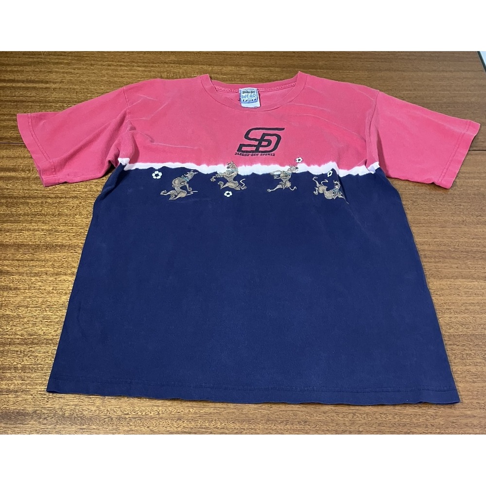 Vintage Scooby-Doo Sports T-Shirt Red Navy Color Block Soccer Graphic Mens XL